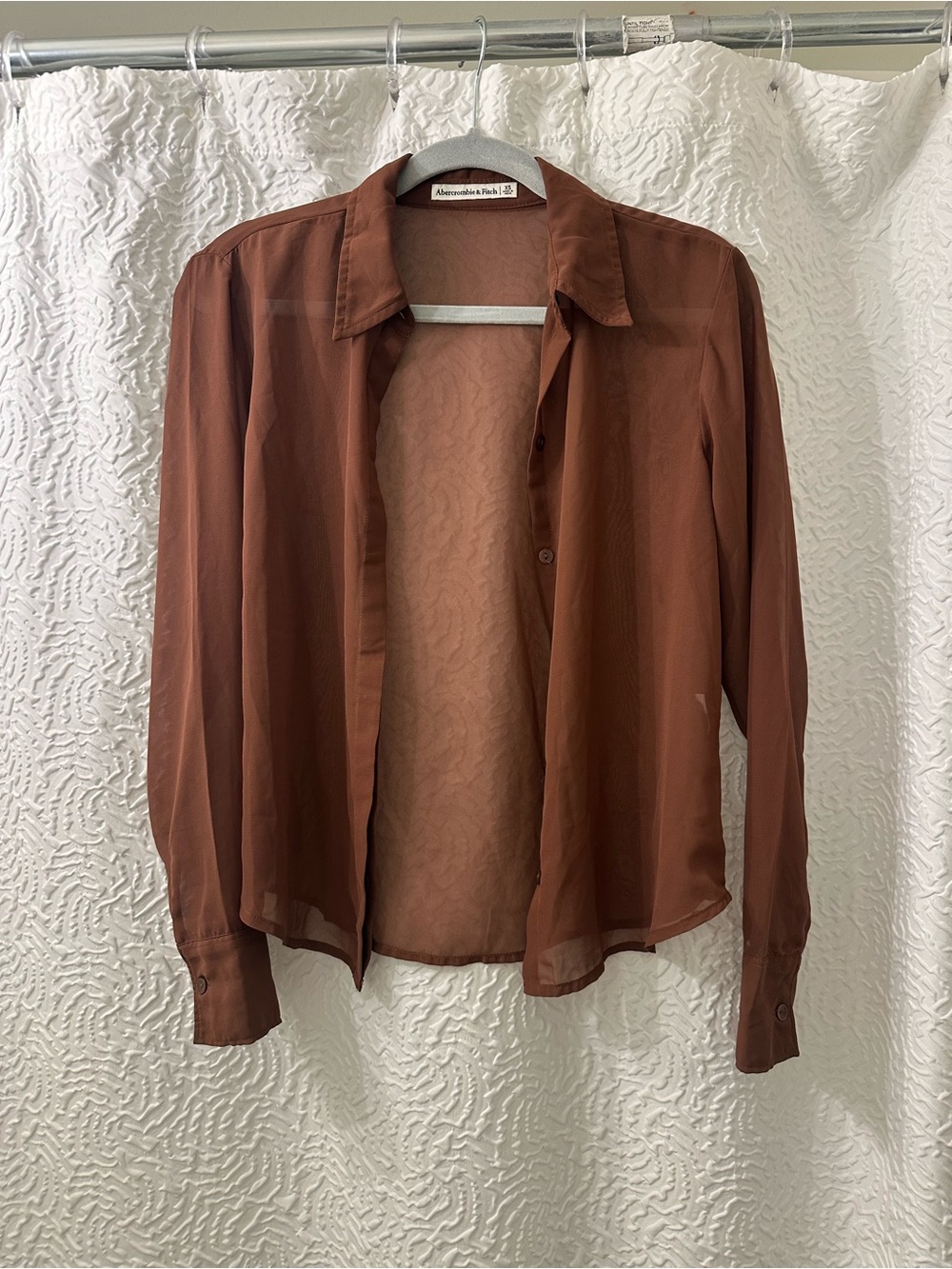 Abercrombie & Fitch Rust Sheer Button-Front Blouse